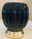 castiçal ceramica preto brilho base dourado e vela tamanho P