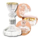 Castiçal Cristal de Vidro Decorativo Para Velas Dourado