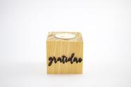 Castiçal Cubo Gratidão Madeira 7 cm