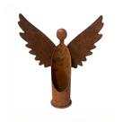 Castiçal de anjo de metal rústico para decoração de jardim ao ar livre