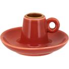Castiçal De Cerâmica Laranja Porta Velas Com Pegador 6x11cm