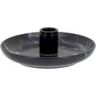 Castiçal De Cerâmica Preto Porta Velas Com Prato 5x15cm Deco