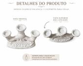 Castiçal de Louça para 3 Velas Branco Elegância Decoração Espiritualidade