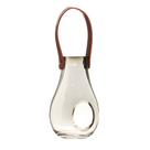 Castiçal de Vidro Gota com Alça e Abertura Frontal Cinza 20cm