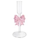 Castiçal de Vidro Laço Rosa 8 x 23cm TUUT