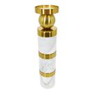 Castiçal Decor Maior Redondo Marmore Branco Metal Dourado