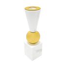Castiçal Decorativo Marmore e Metal Formas Geometricas