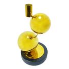 Castiçal Decorativo Metal Dourado Esferas Base Marmore