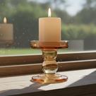 Castiçal Dourado de Vidro Ambar para Velas