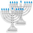 Castiçal Elétrico Menorá LED Zion Judaica Prata 30 cm