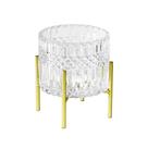 Castiçal Em Cristal Lapidado Base Em Metal Dourado