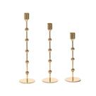 Castiçal Em Metal Dourado Reto Com Esferas P 24 CM