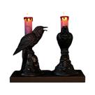 Castiçal LED Corvo Preto Com Efeito De Chama, Decoração De Halloween Para Casa, Luminária De Mesa