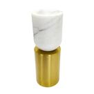 Castiçal Maior Decorativo Marmore Base Metal Dourado Castiçal Maior Decorativo Marmore Base Metal Dourado