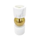 Castiçal Marmore Branco Esfera Metal Dourado Decorativo Castiçal Marmore Branco Esfera Metal Dourado Decorativo