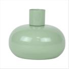 Castiçal metal bojo oval verde 8X8X6,5CM