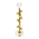 Castiçal Metal Dourado com Esferas Base e Topo Ccristal Castiçal Metal Dourado com Esferas Base e Topo Ccristal