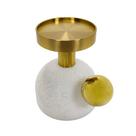 Castiçal Moderno Redondo Marmore e Metal Dourado Decorativa Castiçal Moderno Redondo Marmore e Metal Dourado Decorativa