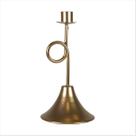 Castiçal Porta Vela Metal Torcido Cor Bronze Dourado 21,5Cm