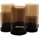CASTIÇAL PORTA VELA SUPORTE 6 PARTES HOME&CO BASE METAL VIDRO 16x28x26cm ÂMBAR