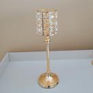 Castiçal Porta Velas Dourado Com Cristal Elegante Luxo 37cm