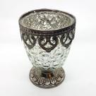 Castiçal Porta Velas Medieval em Vidro Vintage Prata C/ Base