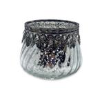 Castiçal Porta Velas Medieval em Vidro Vintage Prata