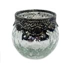 Castiçal Porta Velas Medieval em Vidro Vintage Prata