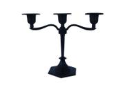 Castiçal Triplo 18cm Preto Suporte Para Vela Luxo