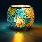 Castiçal votivo Rancco Glass para luz de velas, castiçal romântico rachado em mosaico, candeeiro de vela, tigela de aromaterapia para o Dia de Ação de Graças, peça central de mesa de Natal, decoração de festa