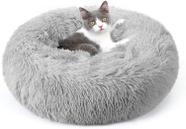 Cat Bed rabbitgoo Calming Soft Plush Donut Cuddler cinza claro