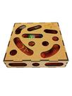 CAT BOX CAIXA LABIRINTO COMEDOURO com placa de lixa para interna para unha do gato e 3 bolas com guizo