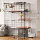 Cat Cage Oneluck com caixa sanitária e compartimentos DIY de 4 camadas