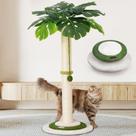 Cat Scratching Post Meowoou Monstera de 35 cm de altura com bola pendurada