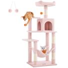 Cat Tree Feandrea 143 cm rosa de vários níveis com rede Cat Tree Feandrea 143 cm rosa de vários níveis com rede
