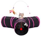 Cat Tunnel Tempcore de 3 vias dobrável com Peek Hole e brinquedo Ball