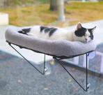 Cat Window Perch Zakkart 100% suportado em metal com cama cinza