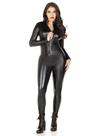 Catsuit Leg Avenue Efeito Molhado com Zíper Frontal Preto 1X-2X