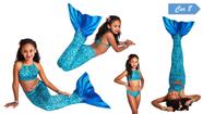 Cauda De Sereia Infantil + Nadadeira + Biquíni Completo - Pronta Entrega