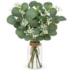Caules artificiais de eucalipto com flores Baby Breath em vaso