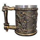 Cavaleiro Caneca Medieval Artesanal Cavaleiro Templário 3D em Resina Aço Inox Grande Térmico 400ML