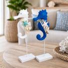Cavalo Marinho Enfeite Centro Mesa Casa Praia 30cm Kit 2pçs