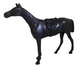 Cavalo Preto Em Bronze Oxidado Escultura Estatueta Garanhão