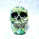 Caveira Com Folhas Gesso Grande - Art Skull