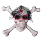 Caveira com Véu Preto para Decoração