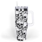 Caveira de Halloween Tumbler Whaline de 1,2 L com palha e tampa