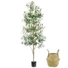 Caxchiling artificial de oliveiras de 180 cm com plantador, 1 pacote