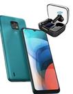 CELULAR Smartphone Motorola Moto E7 Aquamarine 32GB 3GB RAM Tela 6.5 Câmera 48MP Bateria 4000mAh Dual SIM 4G XT20951 MAIS Fone Bluetooth J60 Pro