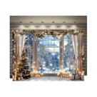 Cenário De Celebração De Natal Inverno Nevado Com Detalhes Dourados Para Decoração De Sala De Estar