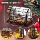 Cenário De Natal Animado Com Figuras De Resina LED Para Decoração De Lareira Interna Em Casa